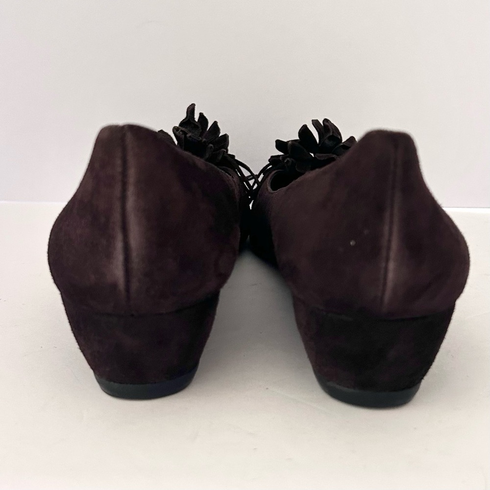 Brown Suede Pom Pom Ballet Flats Italy NEW Shoe Mini Wedge Fall Size EU 40 US 9 - Picture 7 of 10